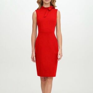 NWT Maggy London Red Midi Dress with Bow Detail Sz 6